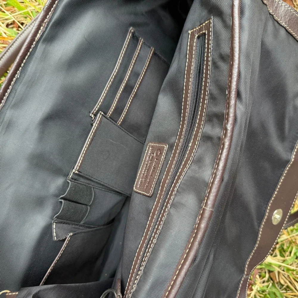 Chocolate Brown Leather Satchel Shoulder Bag by Franklin Covey with Coach Vibes